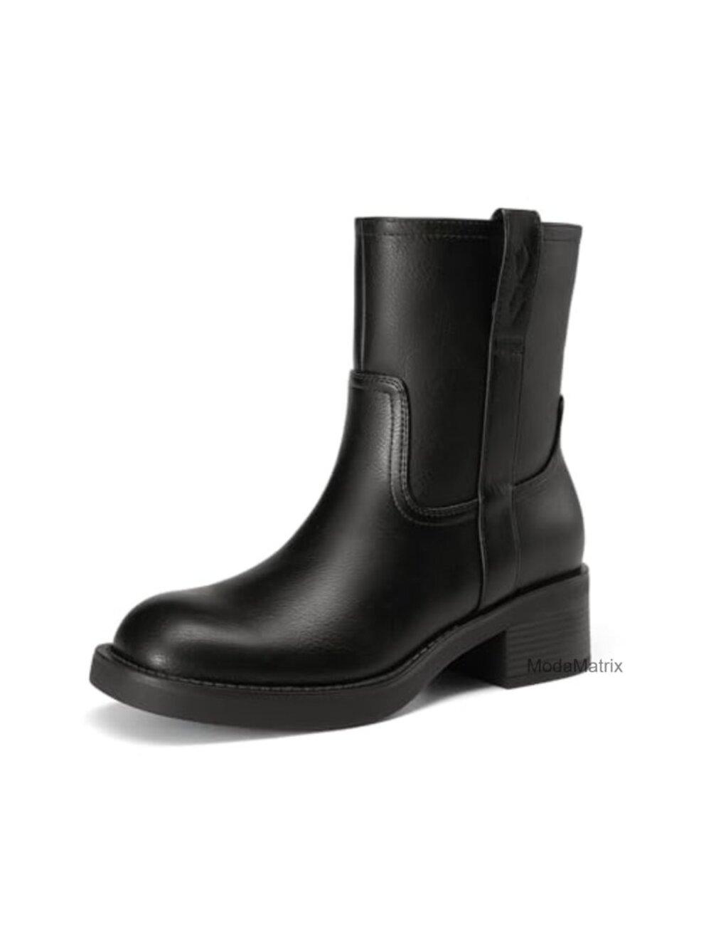 Chunky Low Heel Square Toe Ankle Boots Side Zipper